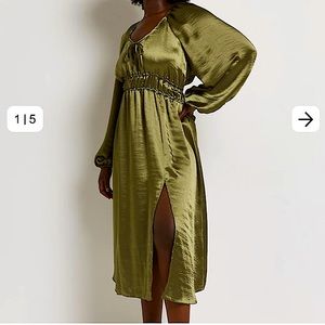 NWT ASOS Curve River Island olive green satin dress UK28 US24 / 3X